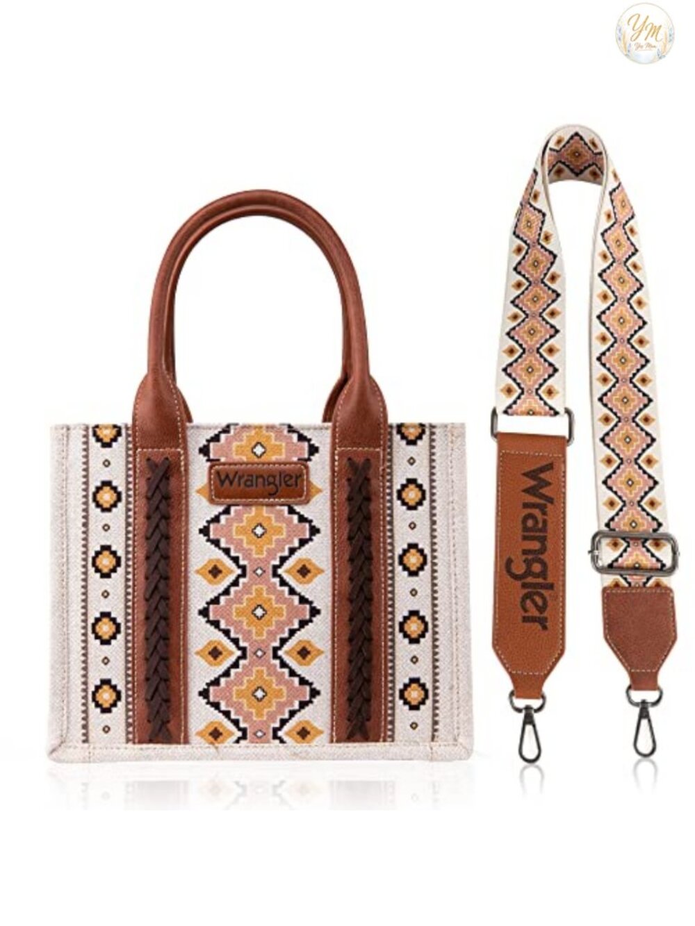 Boho Aztec Print Tote Bag Western Handbag with Detachable Guitar Strap